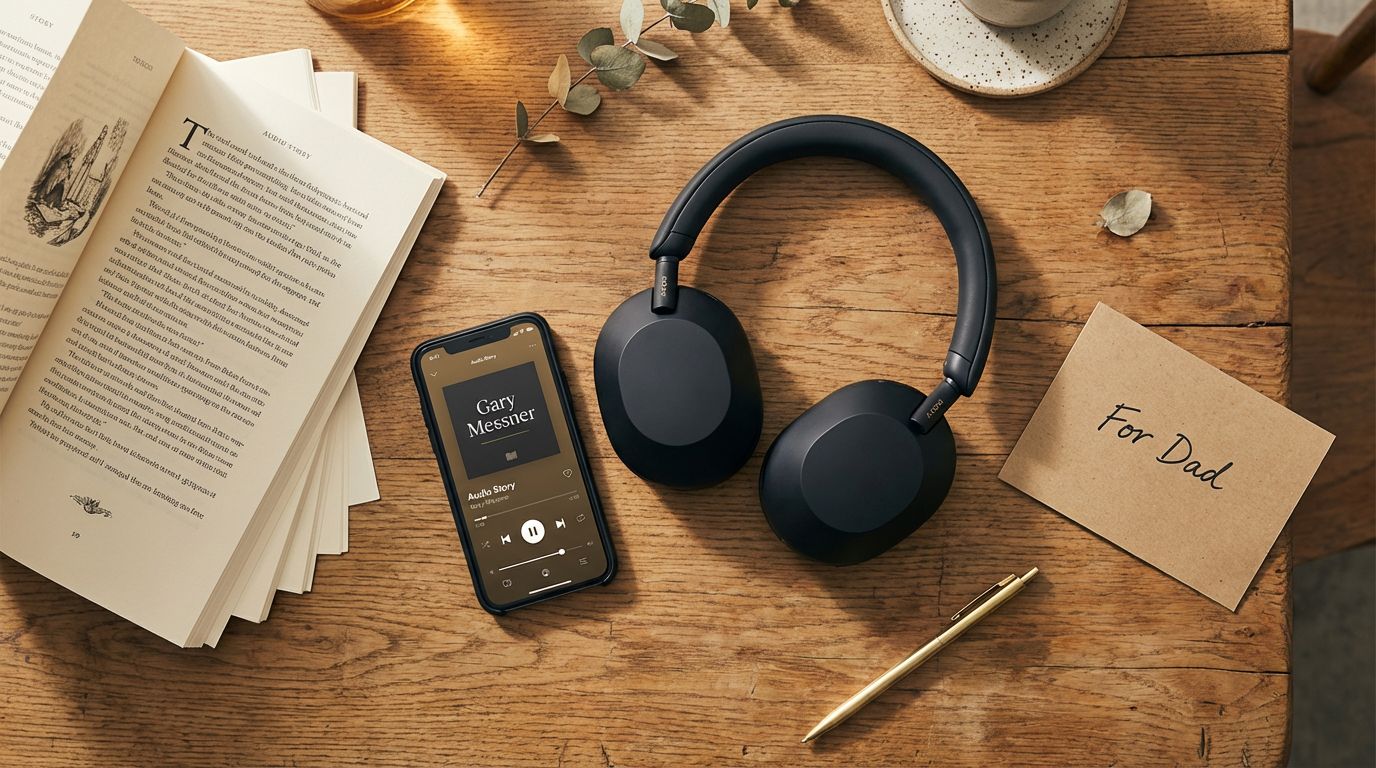 Audio story and headphones as a gift